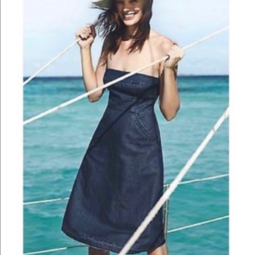 Anthropologie ~ Holding Horses Strapless A-line Denim Dress